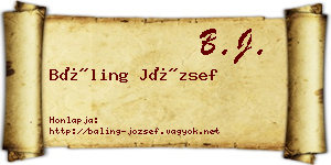 Báling József névjegykártya